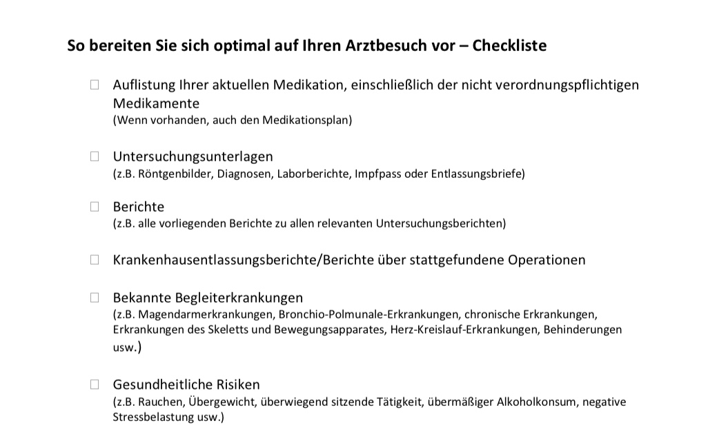 Wie bereite ich meinen Haus- bzw. Facharztbesuch vor?