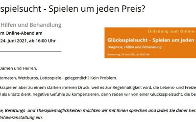 Online-Abend: Glücksspielsucht – Spielen um jeden Preis?