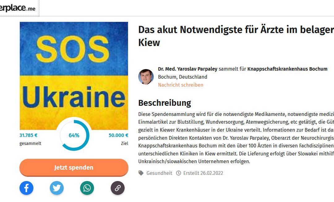 Spendenaufruf für medizinische Hilfe in Kiew
