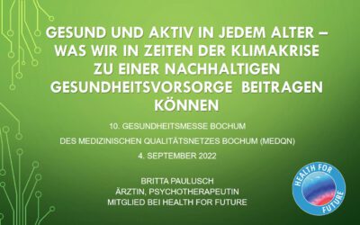 Vortrag lesen: Was wir in Zeiten der Klimakrise zu einer nachhaltigen Gesundheitsvorsorge beitragen können