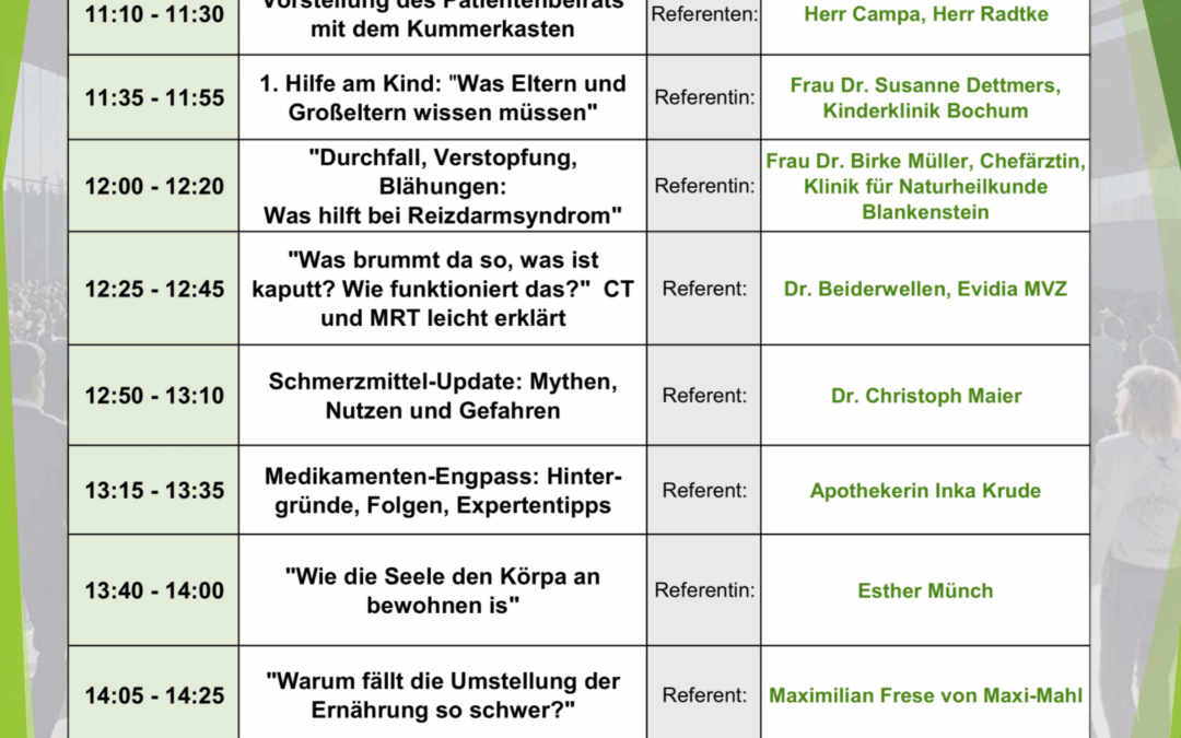 Gesundheitsmesse 2025 Vortragsprogramm Bühne 1